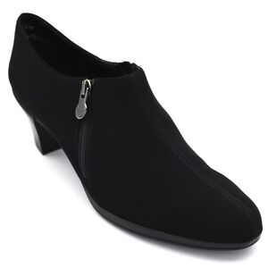 Munro Abby Women 10 N Black Stretch Fabric Block Heel Side Zip Booties Shoes
